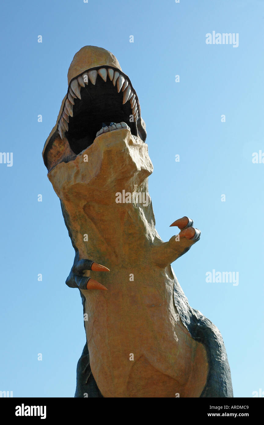 Le plus vaste dinosuar est réplique à Drumheller redoutablement Alberta Canada Banque D'Images