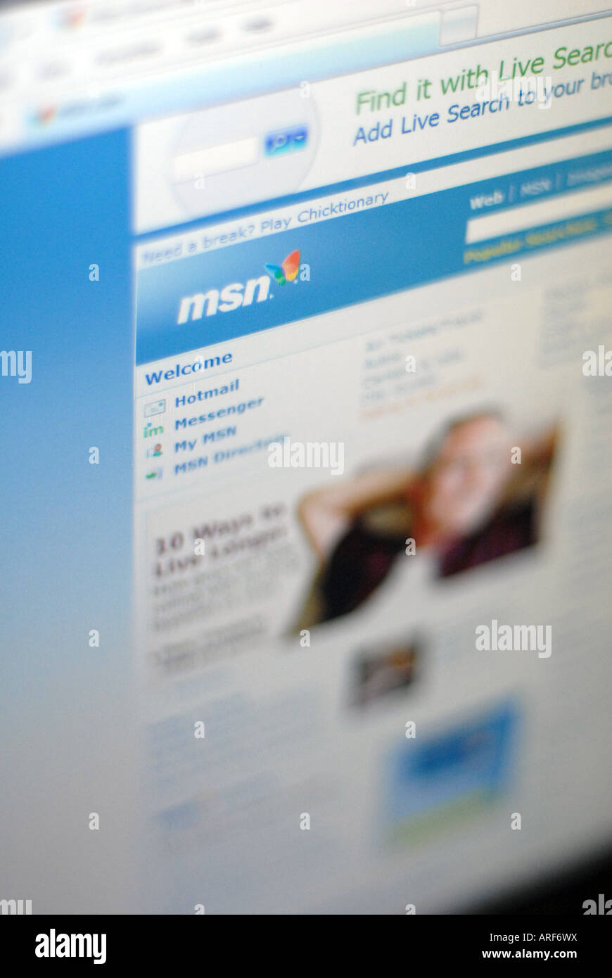 Site Web Microsoft MSN Banque D'Images