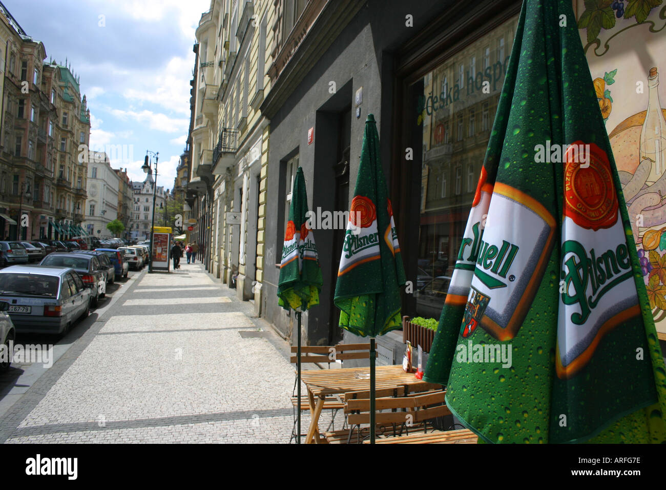 Coin café en plein air, Prague, République Tchèque Banque D'Images