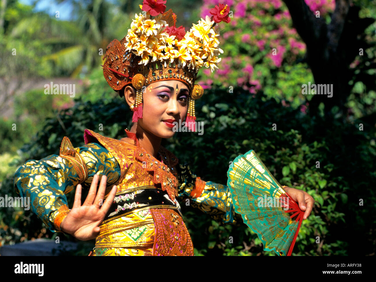 Danseurs traditionnels de Legong balinais à Ubud, Bali, Indonésie, Banque D'Images