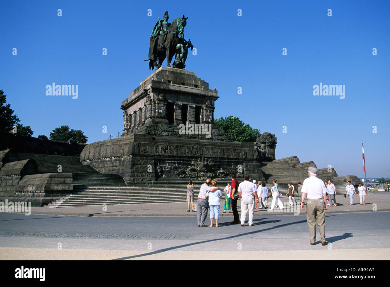 Deutsches Eck statue équestre Banque D'Images