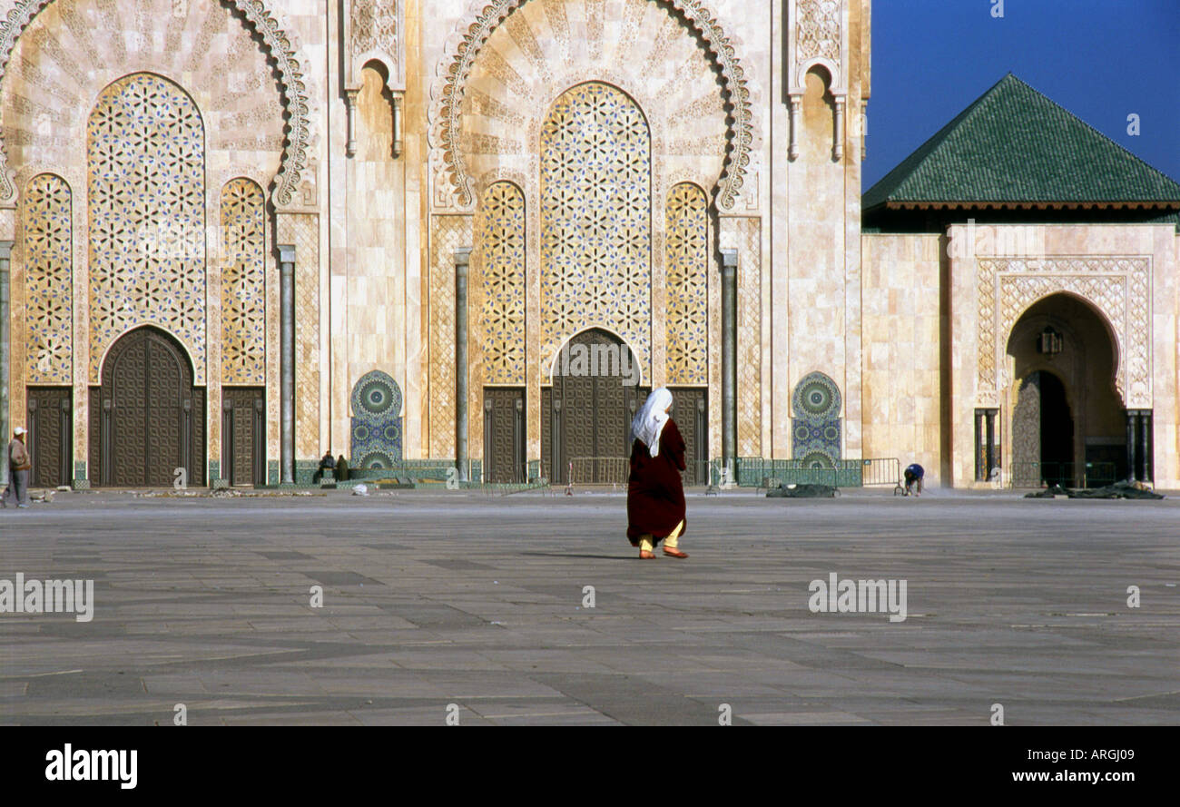 Mosquée Hassan II Dar-el-Baida Ouest Région du Grand Casablanca Maroc Maghreb arabe berbère du Maghreb arabe en Afrique du Nord Banque D'Images