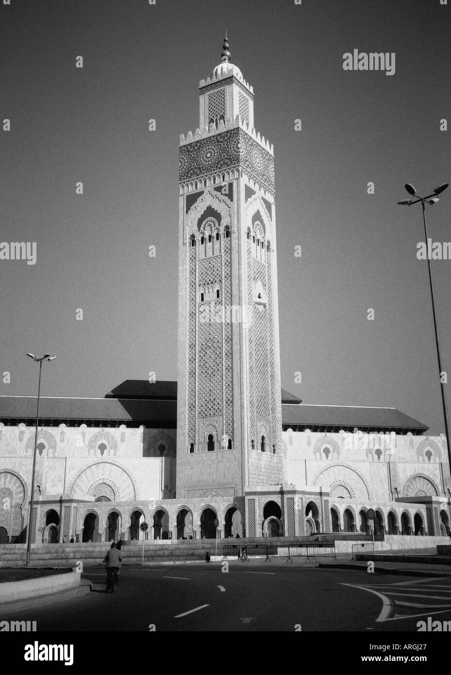 Minaret de la Mosquée Hassan II Dar-el-Baida Ouest Région du Grand Casablanca Maroc Maghreb Afrique du Nord berbère maghrébine Banque D'Images
