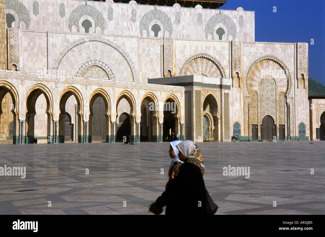Mosquée Hassan II Dar-el-Baida Ouest Région du Grand Casablanca Maroc Maghreb arabe berbère du Maghreb arabe en Afrique du Nord Banque D'Images