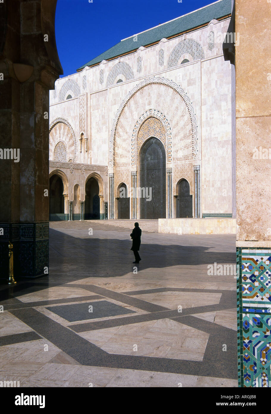 Mosquée Hassan II Dar-el-Baida Ouest Région du Grand Casablanca Maroc Maghreb arabe berbère du Maghreb arabe en Afrique du Nord Banque D'Images
