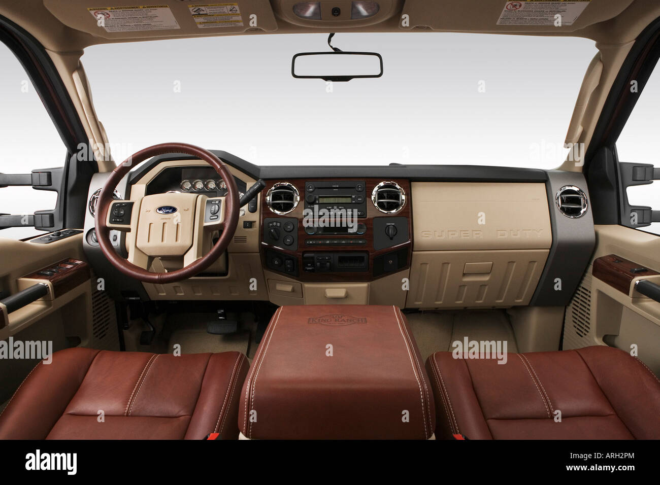 2008 Ford F-250 King Ranch SD en Orange - planche de bord, console centrale, le levier de vitesses voir Banque D'Images