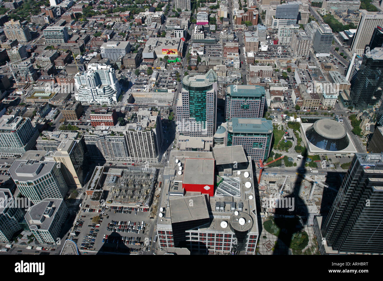 Vue aérienne du centre-ville de Toronto en direction nord depuis la Tour CN Banque D'Images