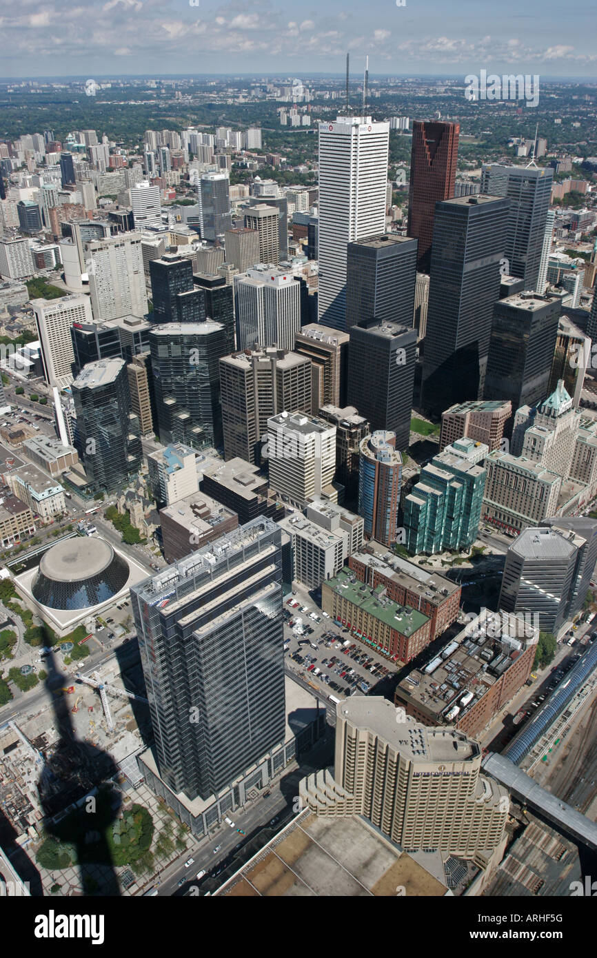 Vue aérienne du centre-ville de Toronto de la Tour CN Banque D'Images