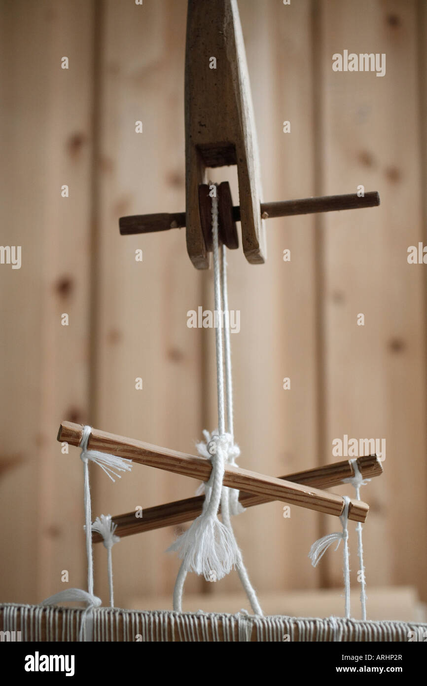 Partie d'un métier à tisser traditionnel Ces sont encore utilisés de nos jours dans les Açores pour produire de l'artisanat Banque D'Images