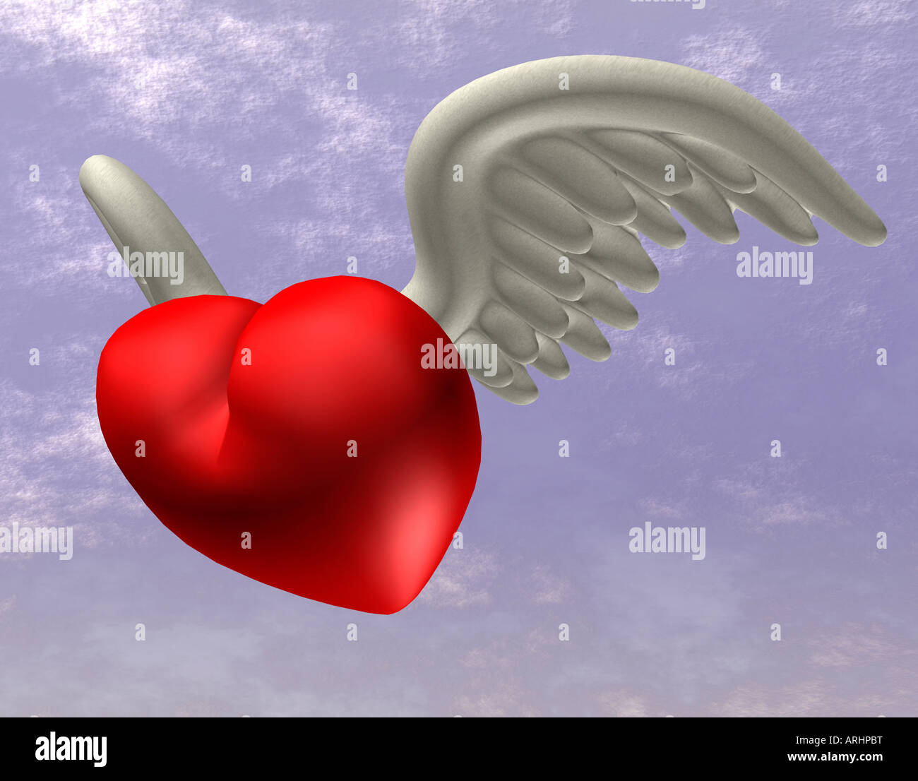 Coeur avec des ailes comme un symbole de l'amour Banque D'Images