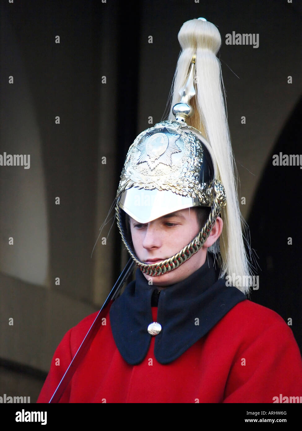La vie de la reine garde à Horse Guards Parade, Whitehall, Londres, Angleterre, Royaume-Uni Banque D'Images