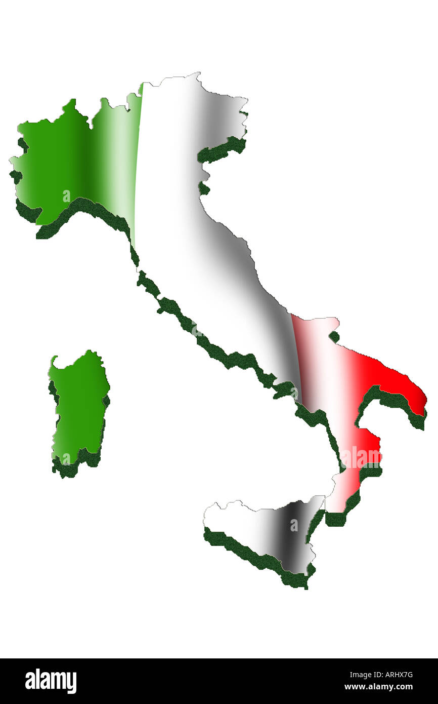 Carte et drapeau de l'Italie Banque D'Images