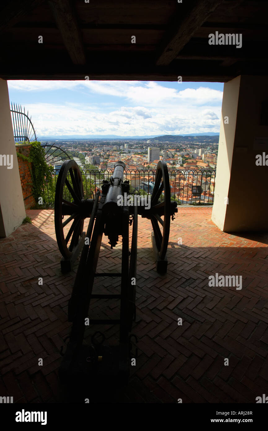 Canon Hütte Schlossberg à Graz en Autriche Banque D'Images