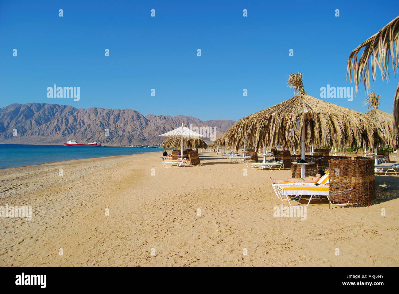 Hilton Nuweiba Coral Resort beach, Nuweiba, péninsule du Sinaï, Égypte Banque D'Images