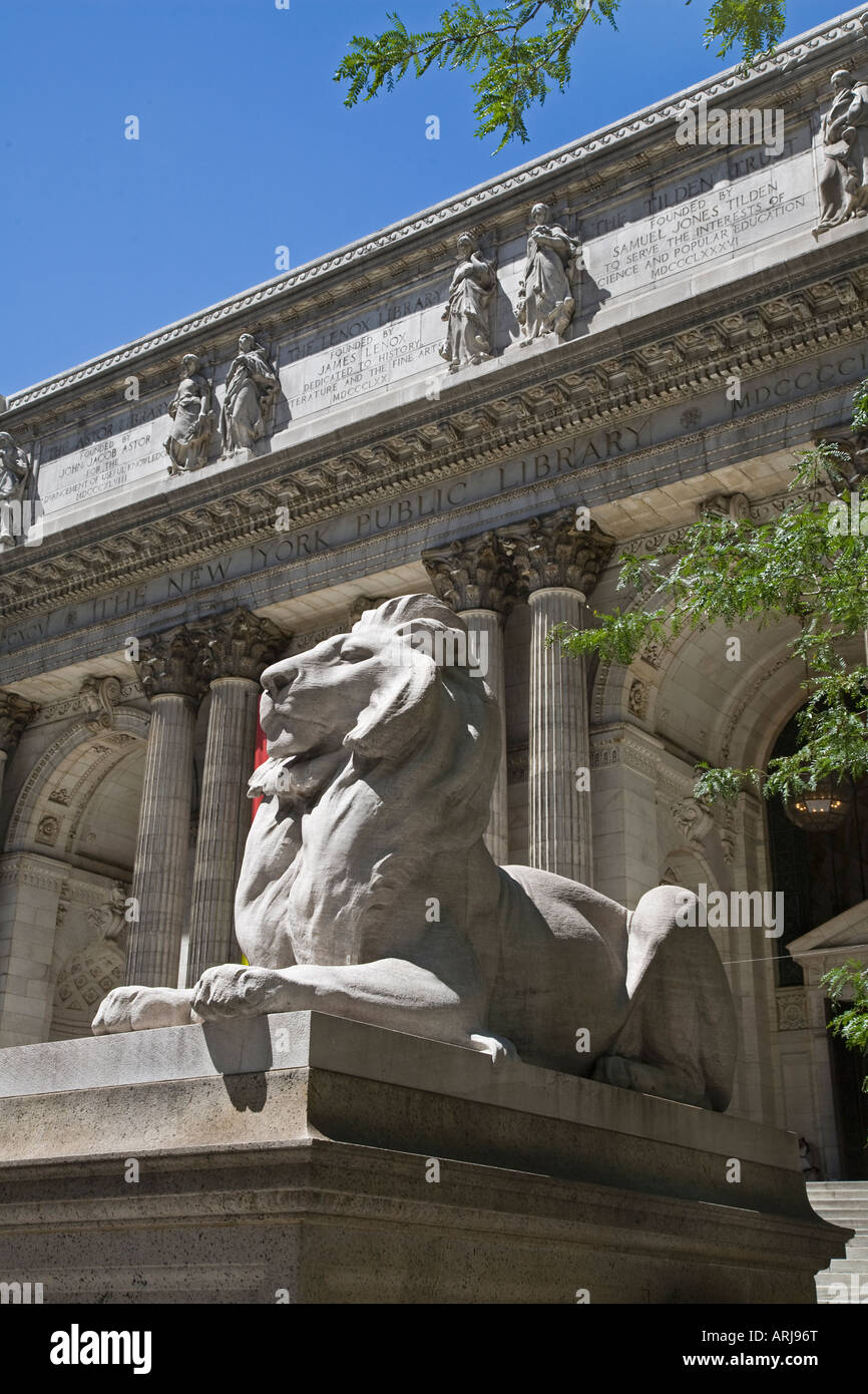 EDWARD CLARK POTTER LIONS DANS LA BIBLIOTHÈQUE DE NEW YORK PUBLIC LIBRARY Banque D'Images