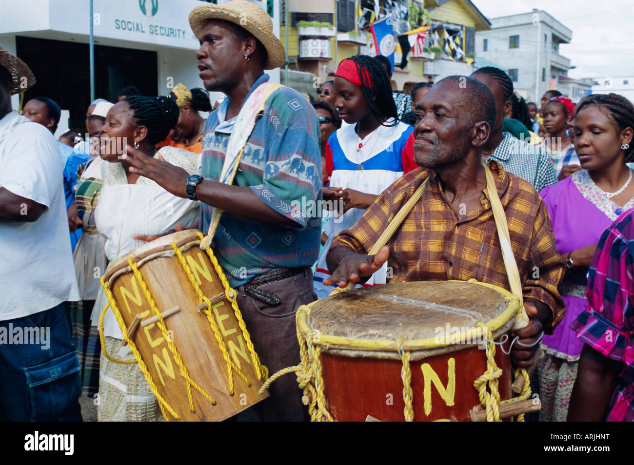 Le Garifuna Settlement Day, festival Garifuna, Dangriga, Belize, Amérique Centrale Banque D'Images