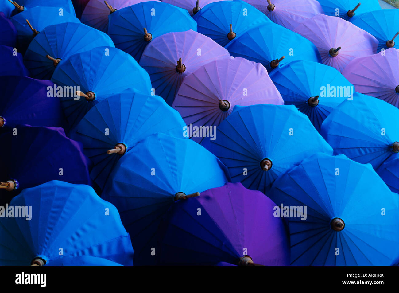Parapluies, Bo Sang, Thailande, Asie Banque D'Images