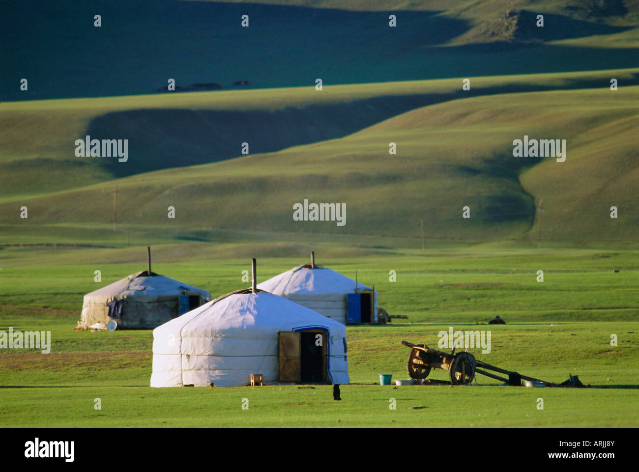 Camp des nomades, Terkhin, vallée de l'Arkhangai, Mongolie Banque D'Images