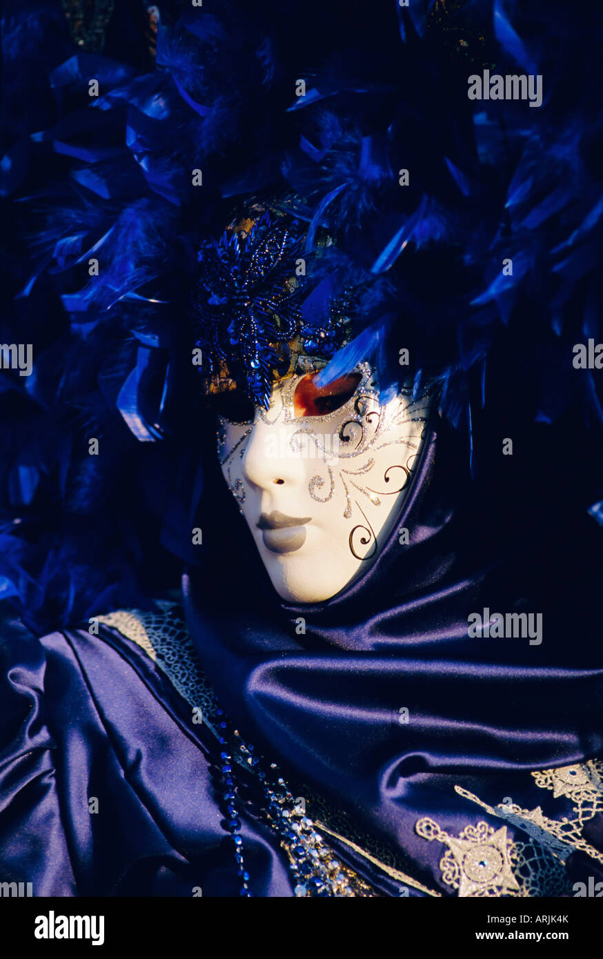 Personne qui porte le costume carnaval masqué, Carnaval de Venise, Venise, Vénétie, Italie Banque D'Images