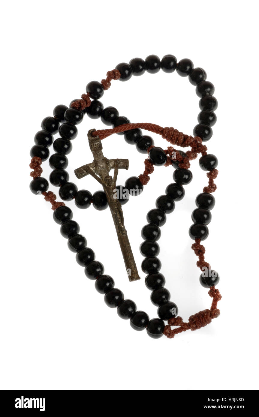Rosaire, chapelet, Rosaire montrant Jésus sur la croix Banque D'Images