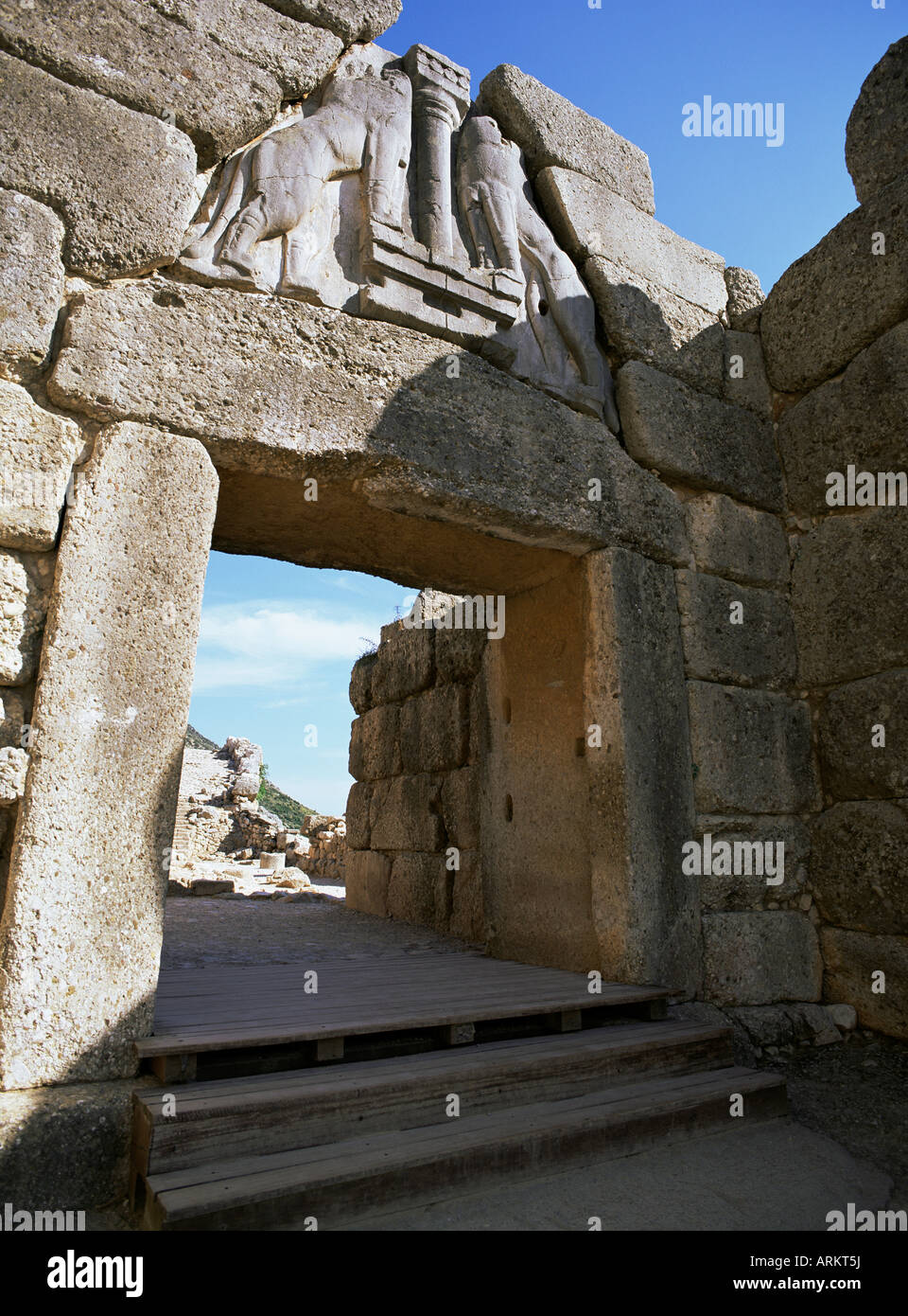 Lion Gate, Mycènes, Péloponnèse, Grèce, Europe Banque D'Images