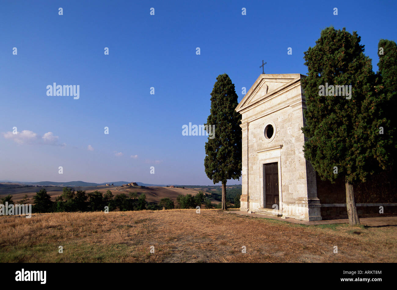 Chapelle Chrétienne Vitaleta près de Pienza, Val d'Orcia, Province de Sienne, Toscane, Italie, Europe Banque D'Images