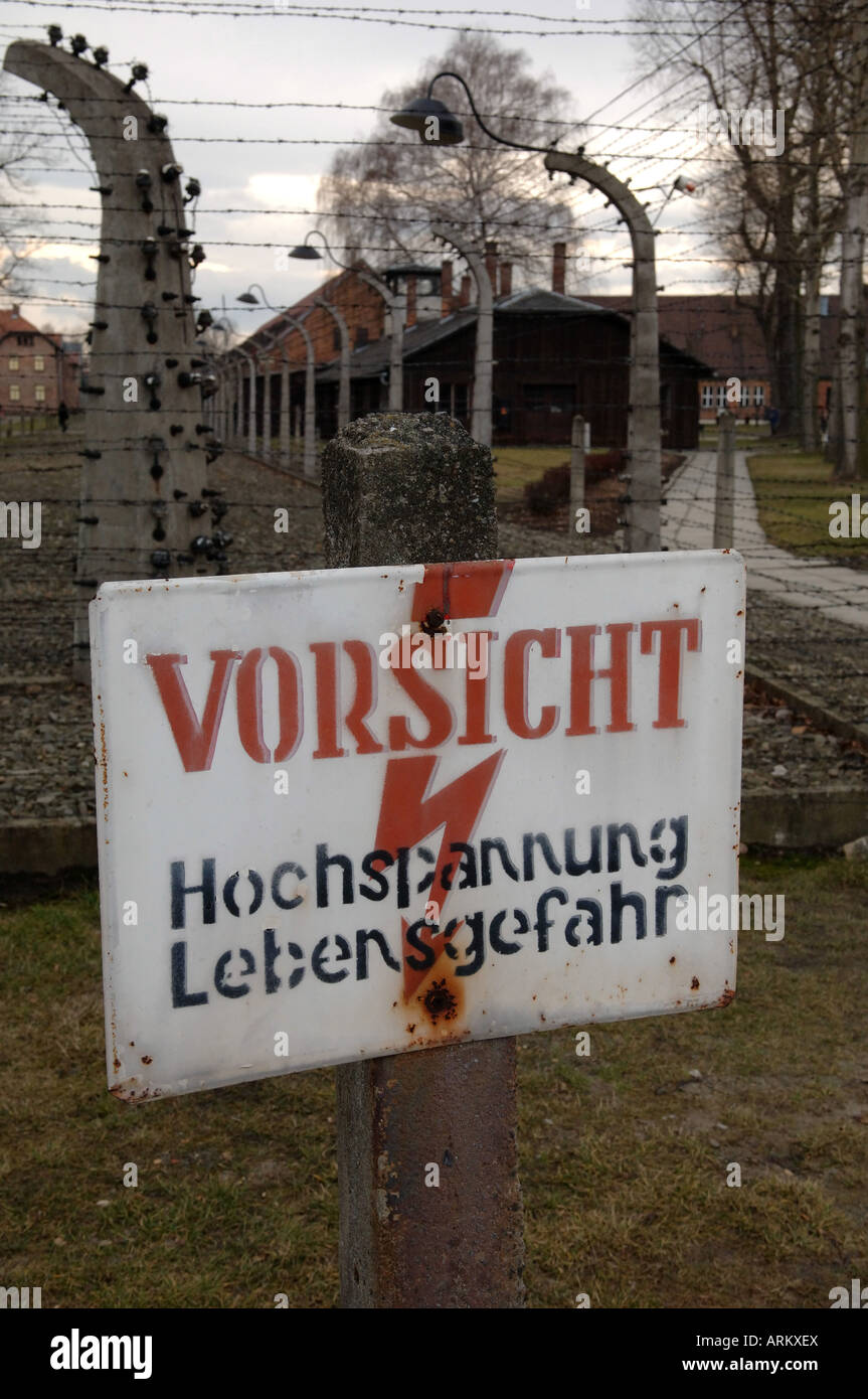 Clôture électrique du camp de concentration d'Auschwitz 1 Banque D'Images