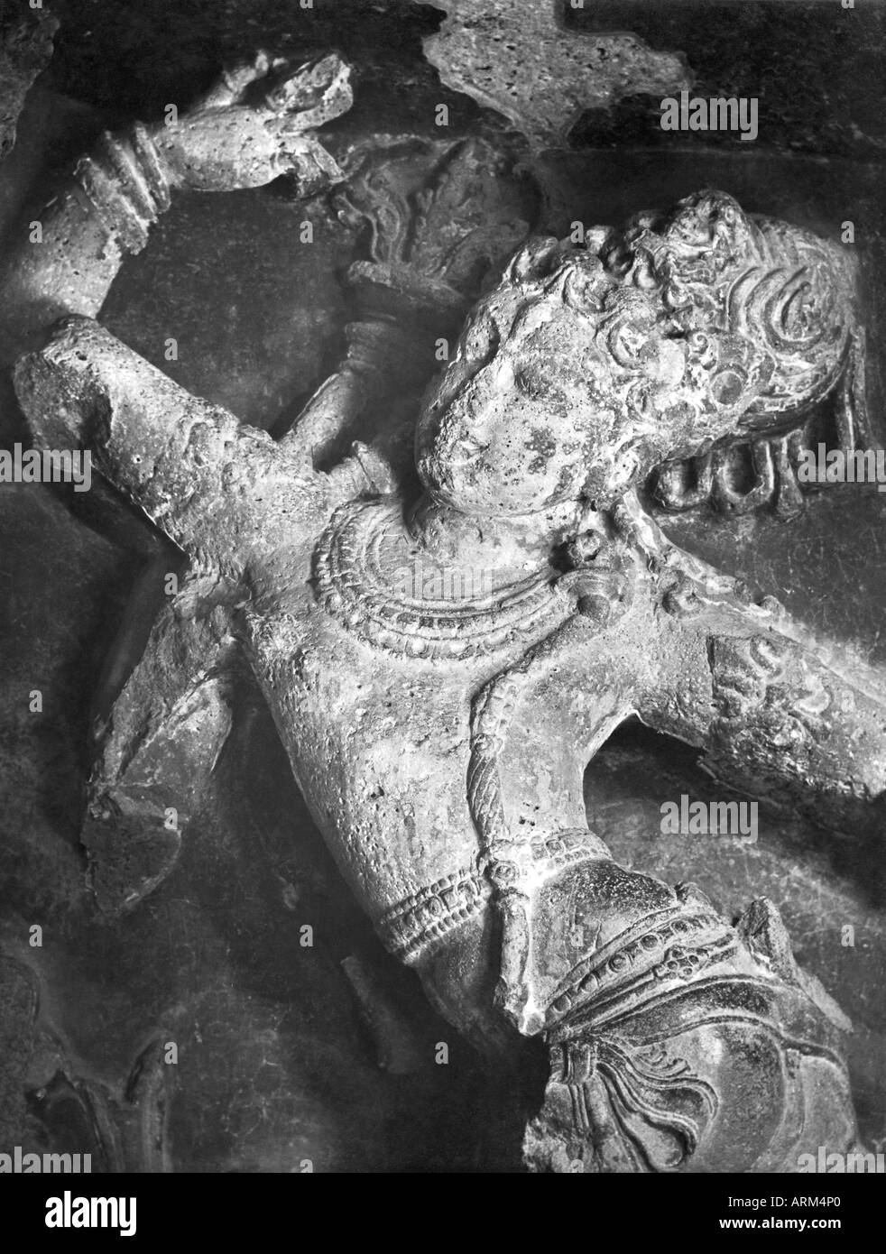 Lalit101374 VRB de Shiva danse sculpture à les grottes d'Ellora Aurangabad Maharashtra Inde 1940 Banque D'Images