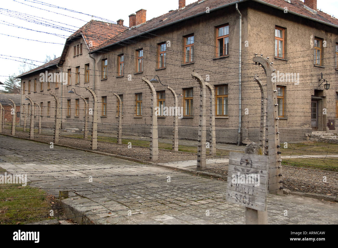Tour de garde et de l'hôpital allemand Auschwitz bloc Banque D'Images