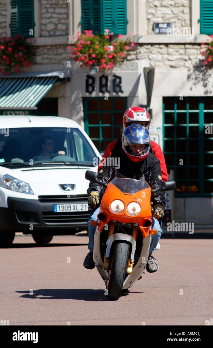 Moto motard en France Europe Banque D'Images