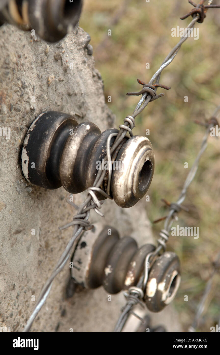 Auschwitz Birkenhau clôture électrique Banque D'Images