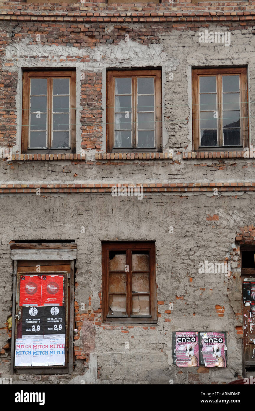 Maison en ruines zone Kazimierz Krakow Banque D'Images