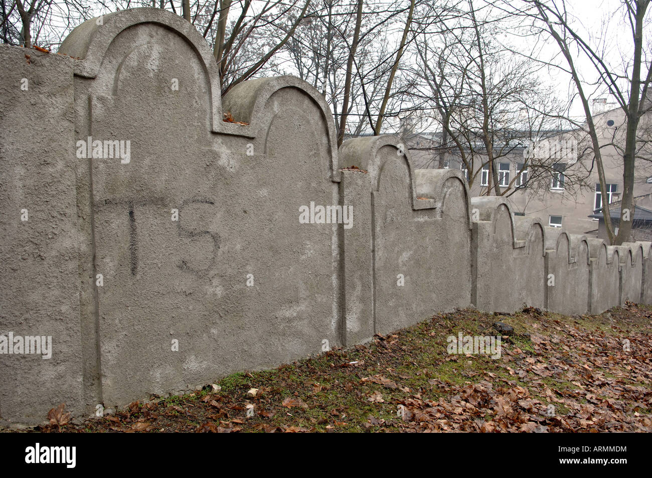 Vestiges de la mur Ghetto zone Podgorze Krakow Pologne Banque D'Images