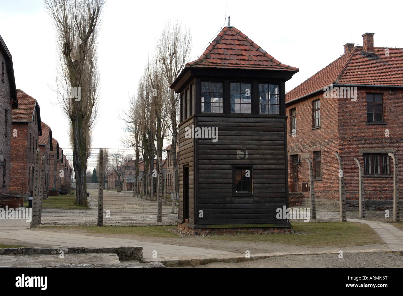 Tour de garde Auschwitz Banque D'Images