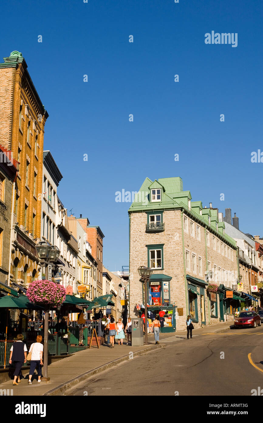 Quartier latin populaire le long de la rue St Jean, Québec, Québec, Canada. Banque D'Images