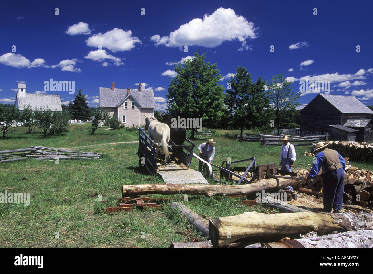 King's Landing Historical Settlement de la rivière Saint-Jean, au Nouveau-Brunswick, Canada. Banque D'Images