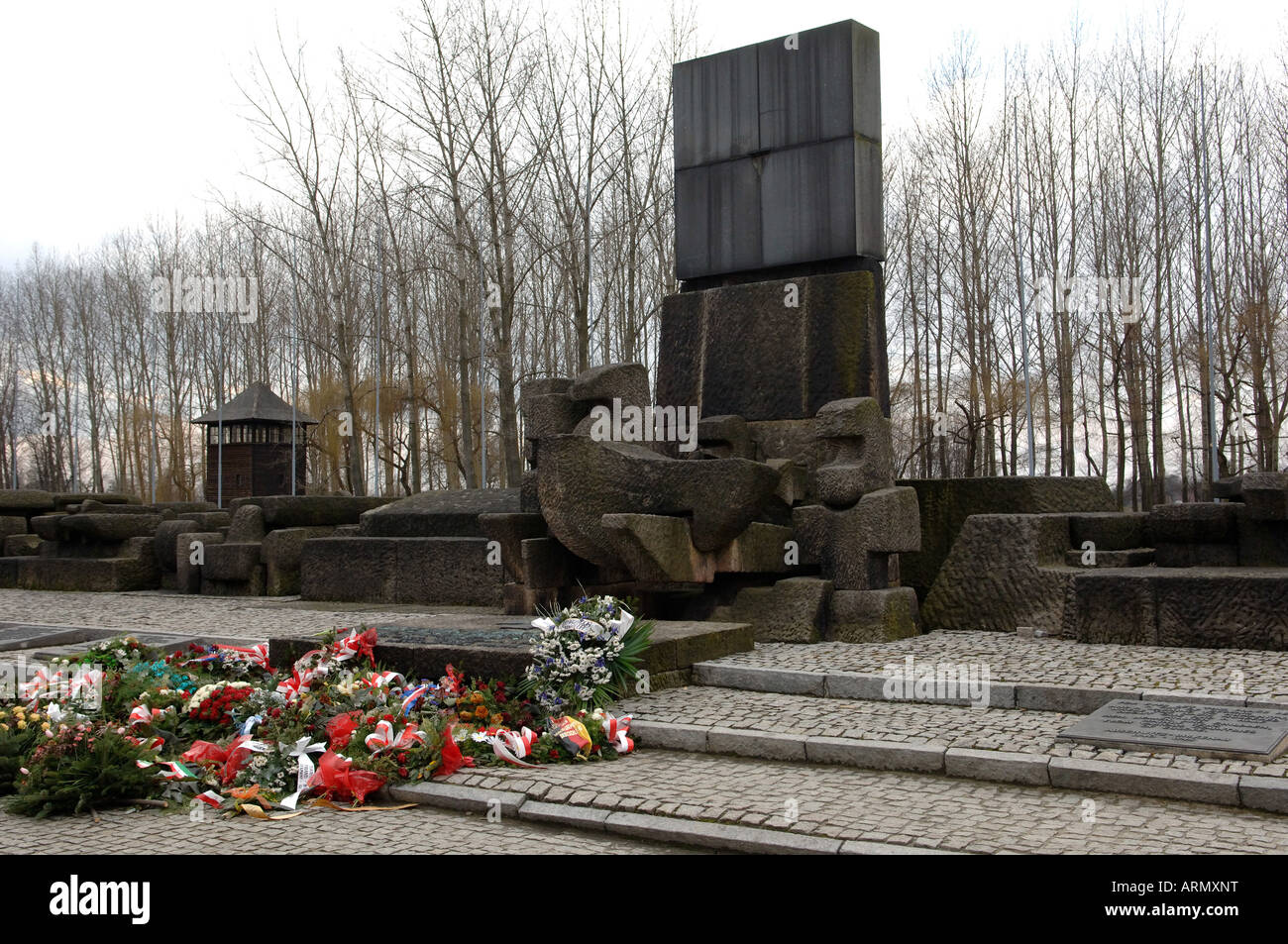 Les Monument aux victimes du fascisme Auschwitz Birkenhau Banque D'Images