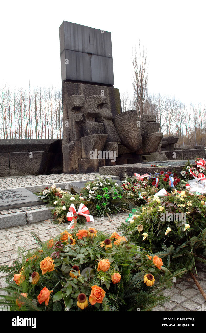 Les Monument aux victimes du fascisme Auschwitz Birkenhau Banque D'Images