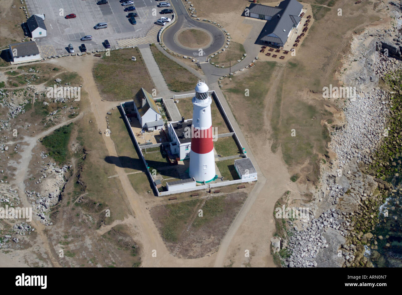 Vue aérienne de Portland Bill lighthouse. Le Dorset. UK. Banque D'Images
