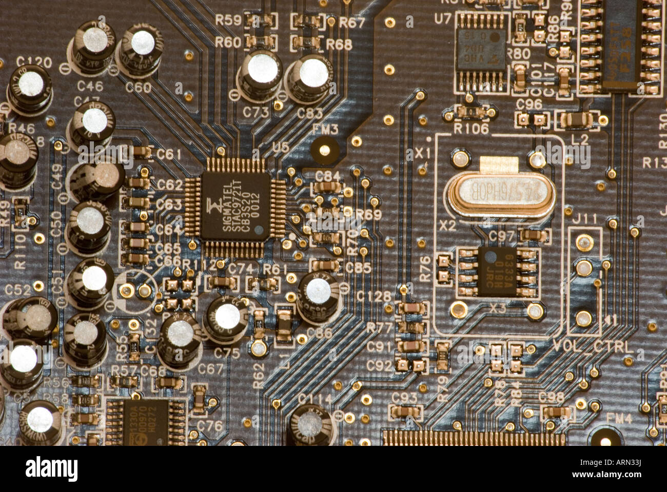 Close up of computer sound card Banque D'Images