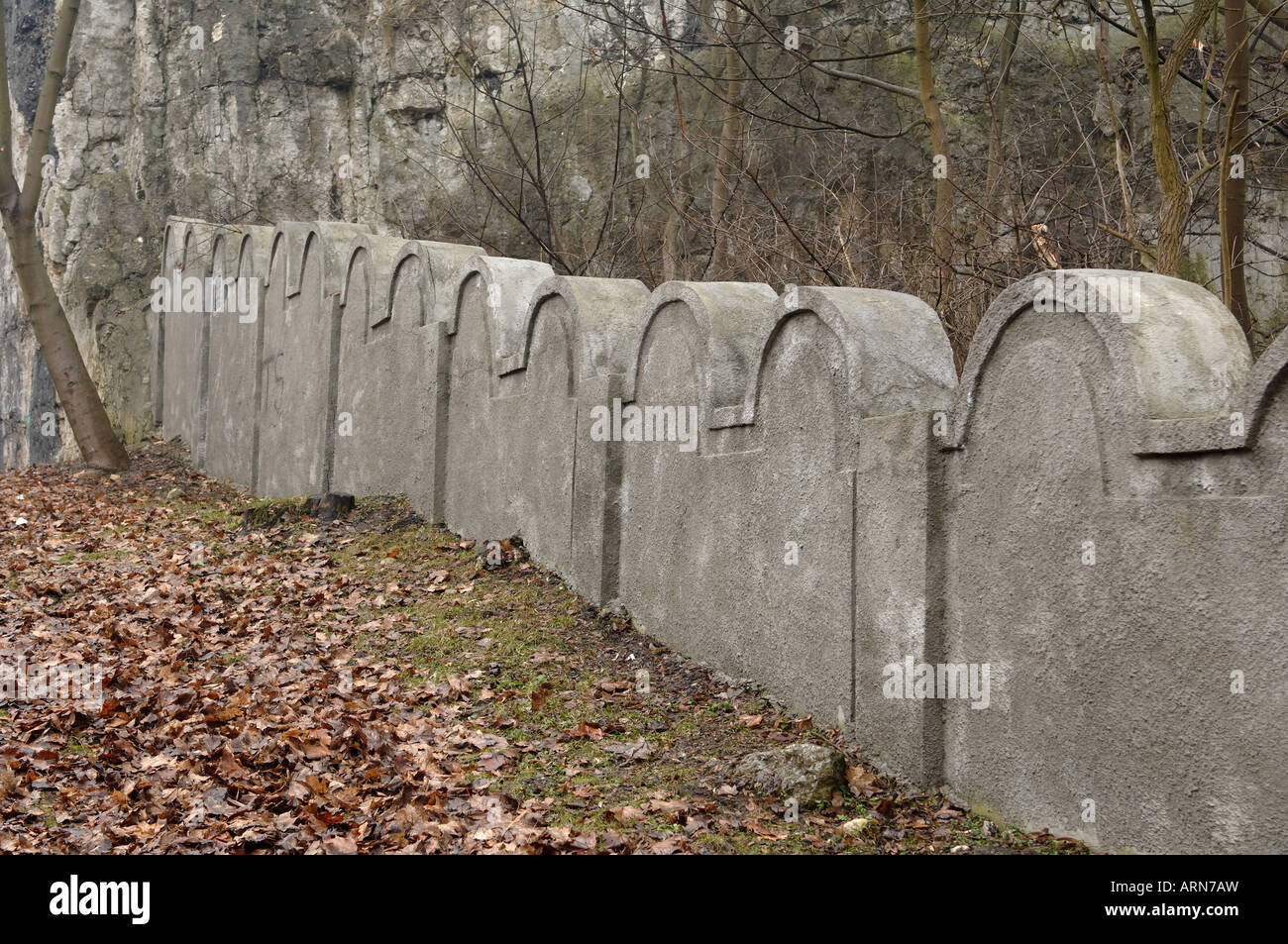 Vestiges de la mur Ghetto zone Podgorze Krakow Pologne Banque D'Images