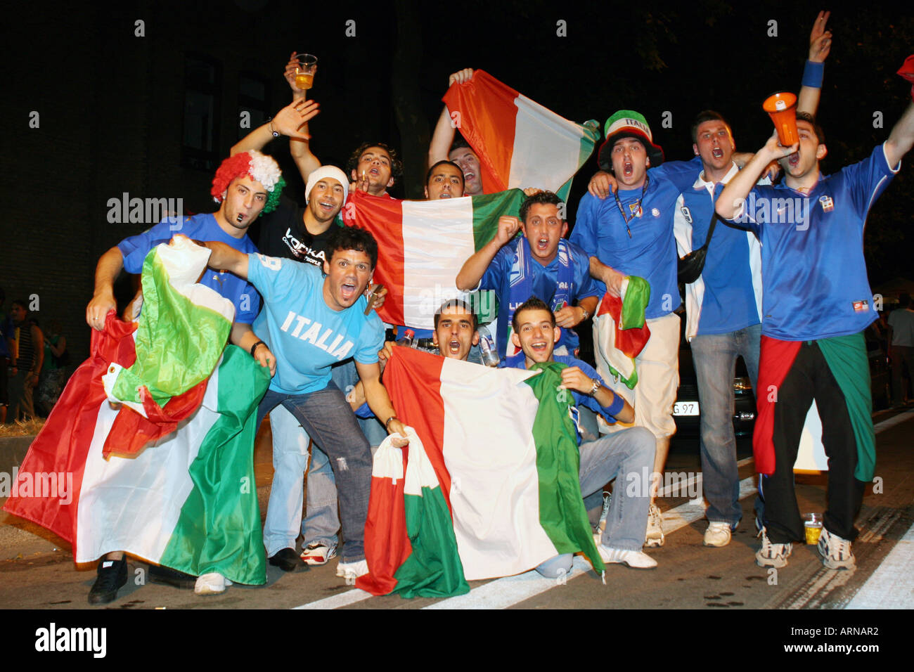 Fans italiens pendant le championnat du monde en Allemagne Banque D'Images