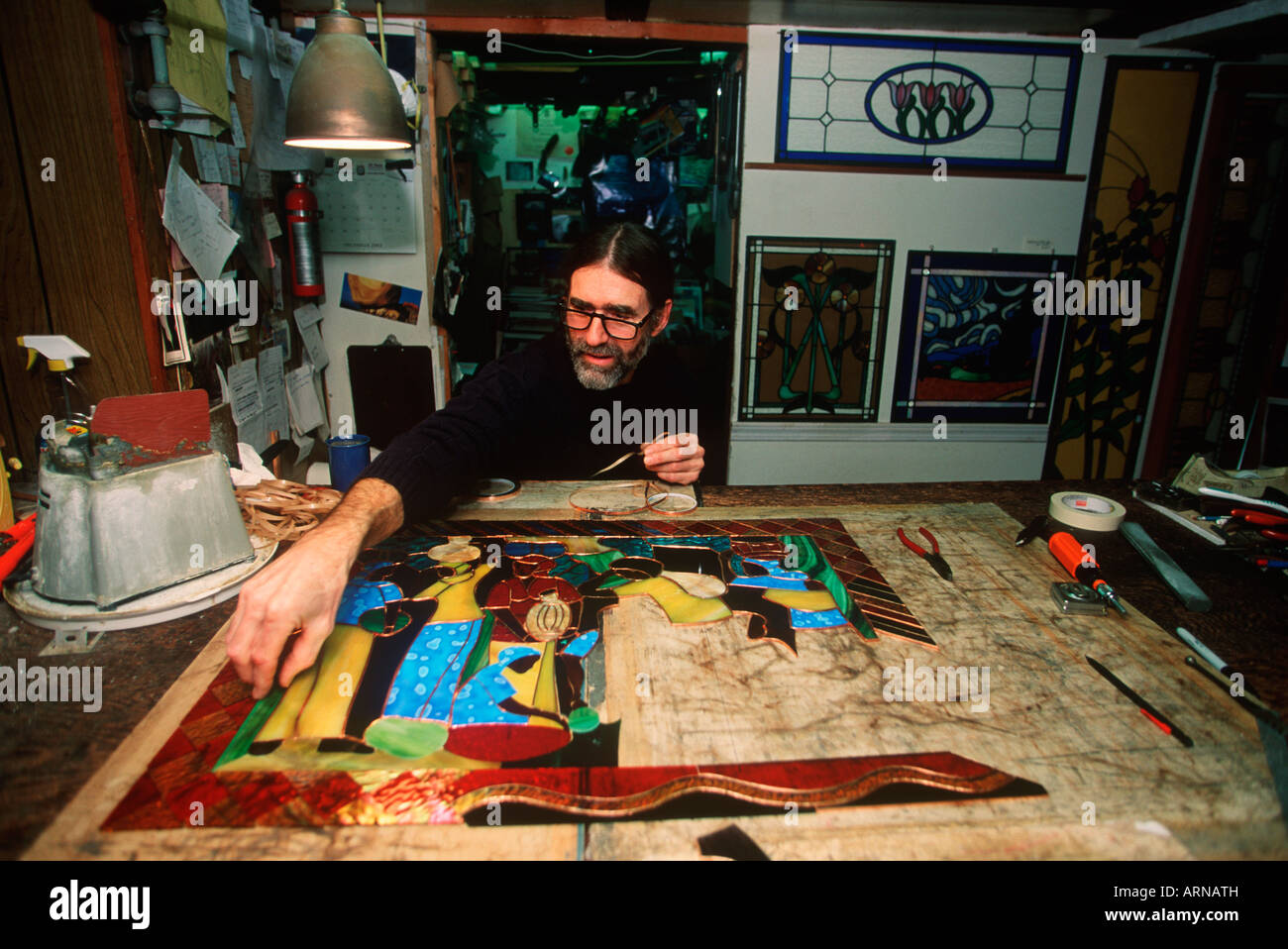Artisan verrier, à Ladysmith, en Colombie-Britannique, Canada. Banque D'Images