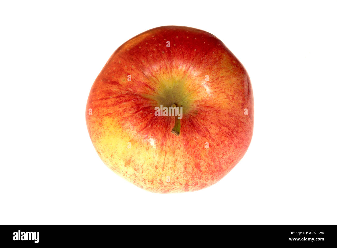 Rouge Jaune apple, Close up d'en haut, cut out Banque D'Images