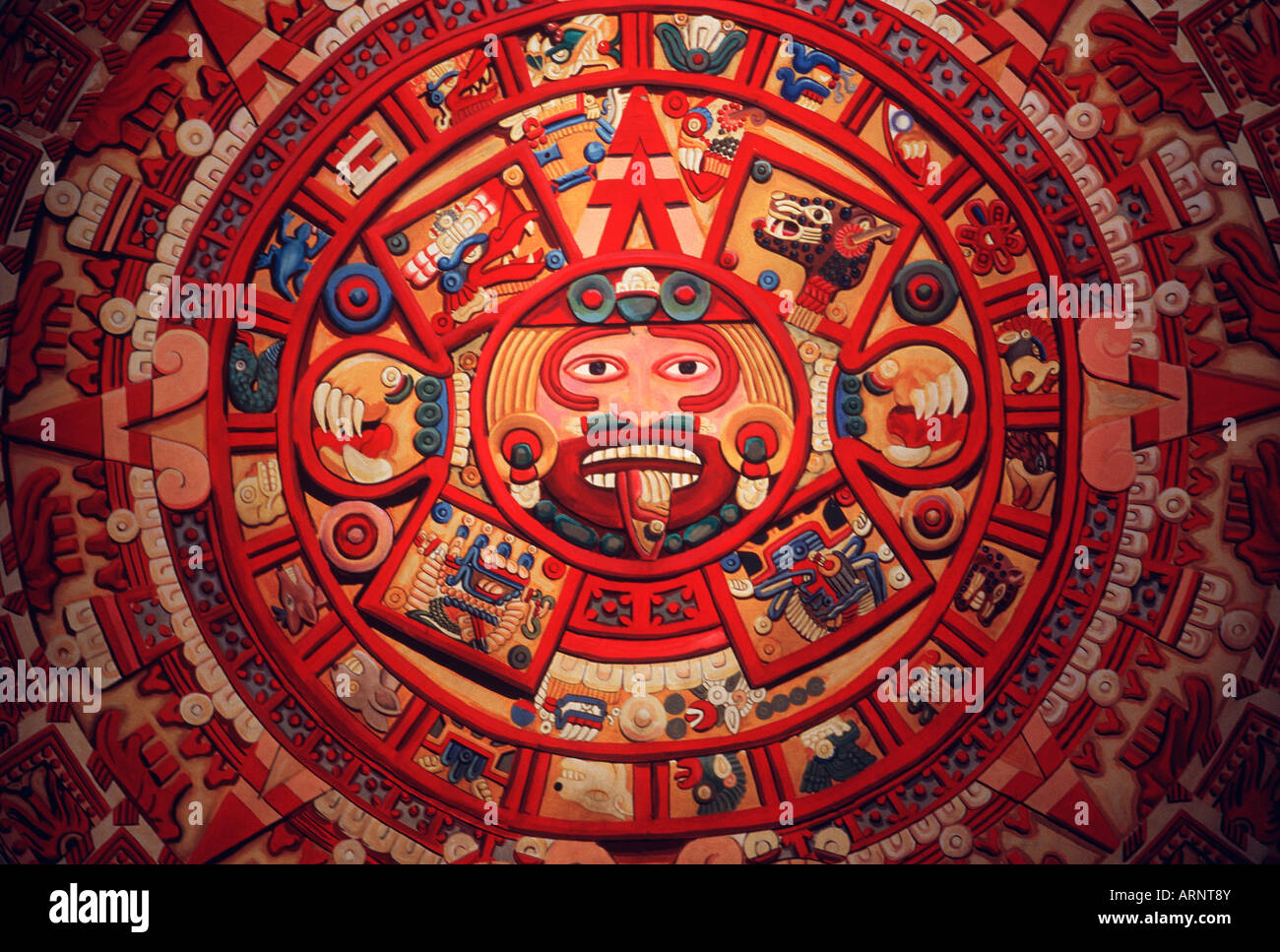 La ville de Mexico, calendrier aztèque Banque D'Images