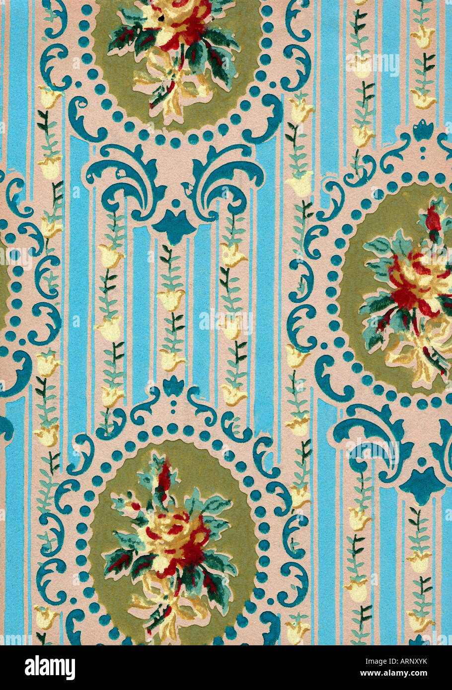 American Retro pattern papier peint fleuri Banque D'Images