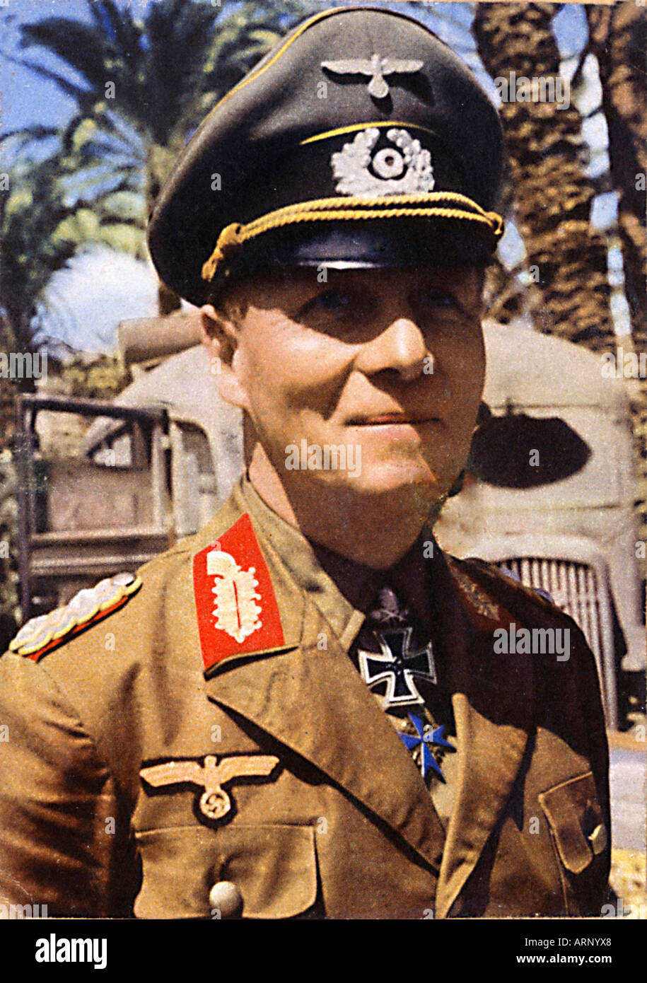 Rommel en Afrique du Nord 1941 carte postale Allemande du Maréchal et chef de l'armée d'Afrique Banque D'Images