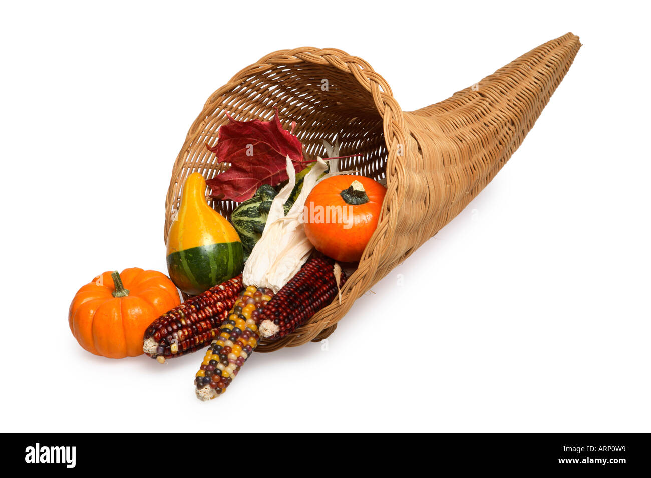 Cornucopia avec les gourdes et Indian Corn Banque D'Images