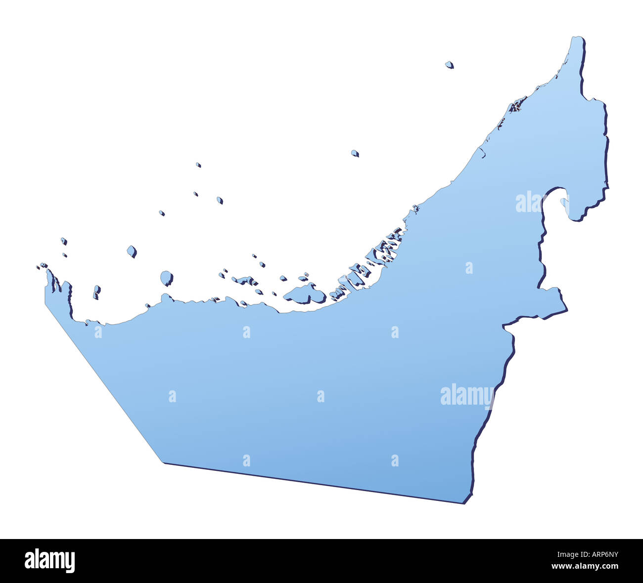 Emirats Arabes Unis site rempli de lumière dégradé bleu projection Mercator haute résolution Banque D'Images
