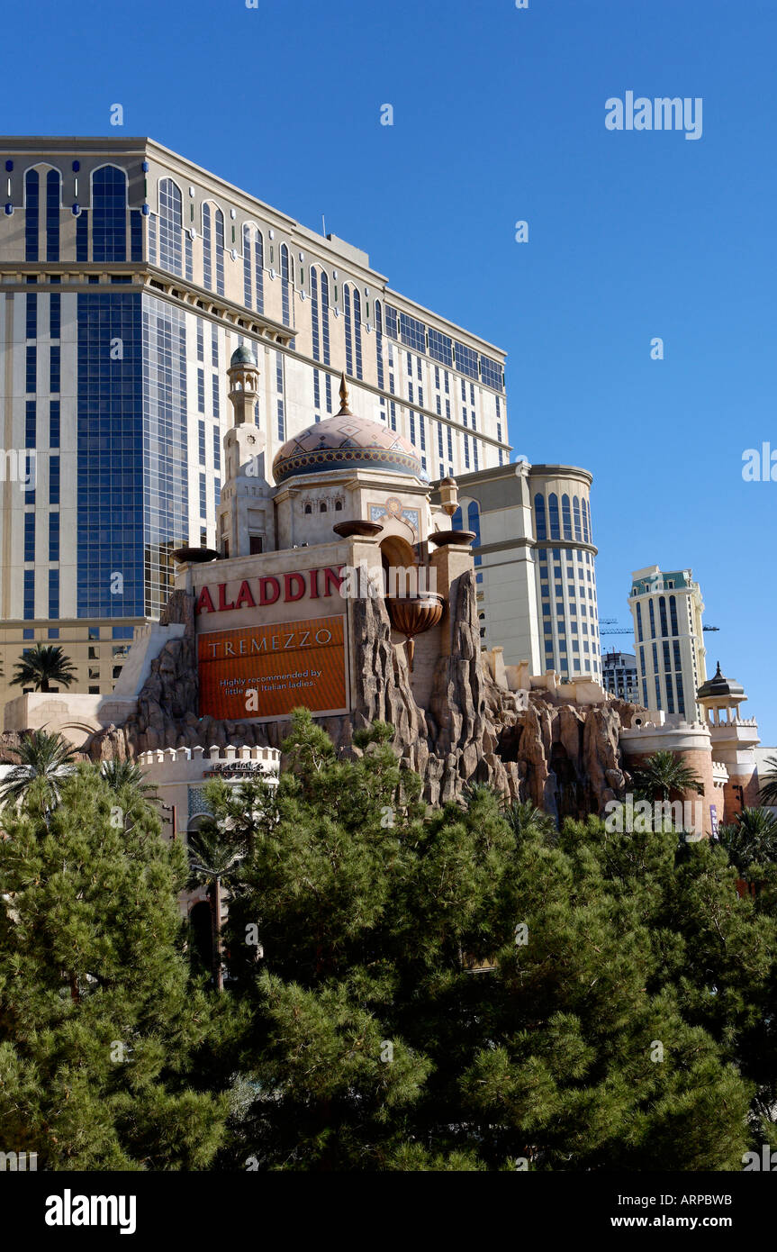 L'Aladdin Hotel and Casino à Las Vegas, Nevada illustré en vue Portrait Banque D'Images